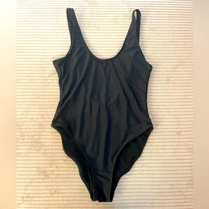 Black Low Back Scoop One Piece Swimsuit Bathing Suit Bather